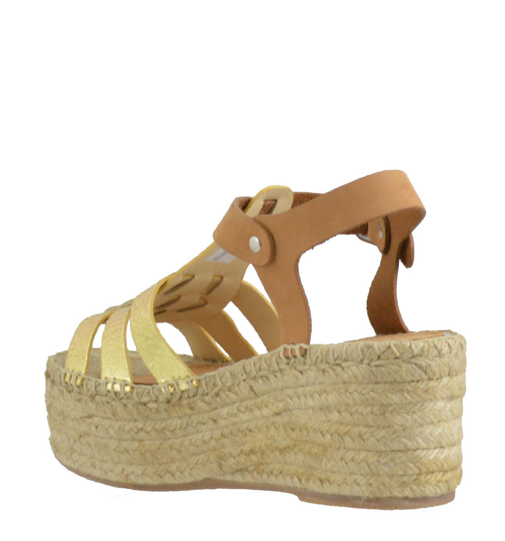 Porronet Sandali con zeppa in pelle color talpa Carlota