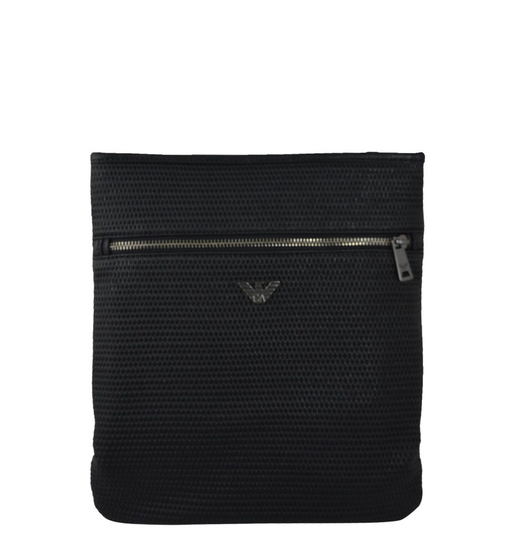 Armani Jeans borsa tracolla uomo in pelle traforata nera Spedizione gratuita 140