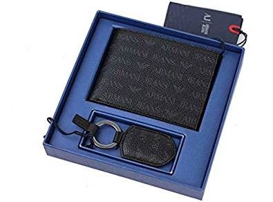 Armani Jeans set regalo uomo portafoglio con portachiavi in pelle 06889 J4 G8 95