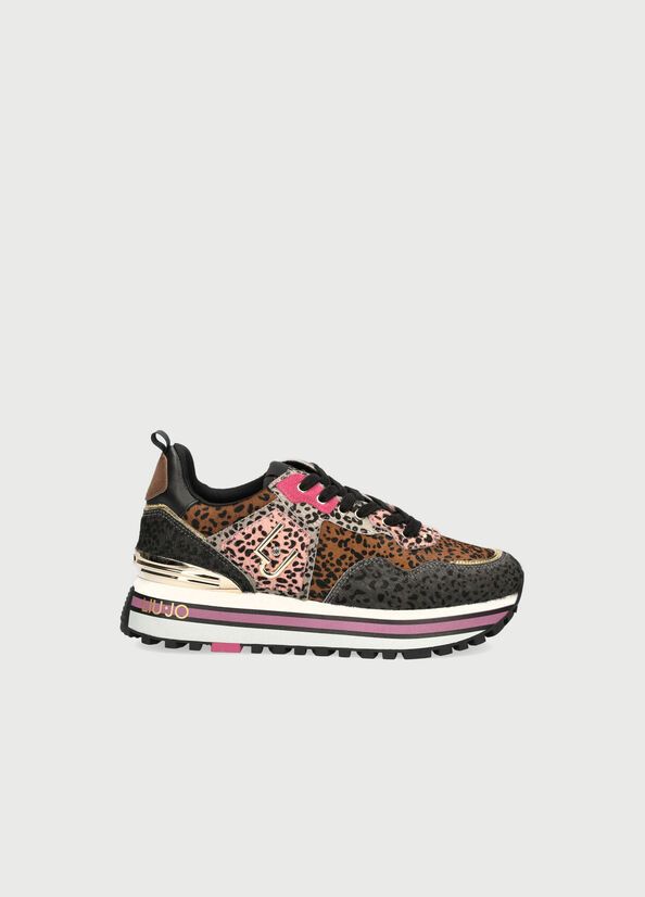 LIU JO Leopard-trim low-top sneakers - Woman Sneakers Online Shop