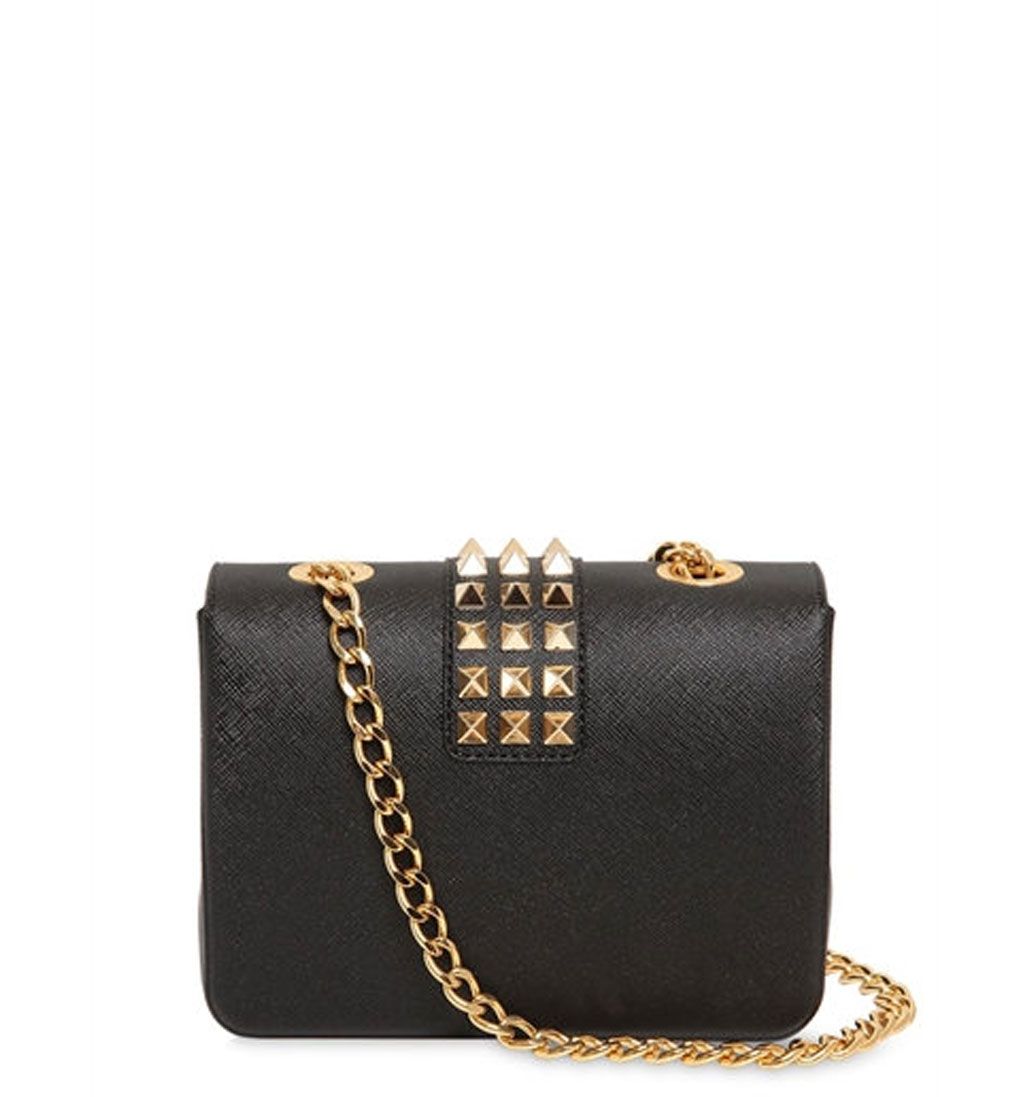 Comix Studs Tracollina Donna In Ecopelle Grigia Con Catena Oro – Borsa A Tracolla Con Tasca A Bottone, 18x11.5x3 Cm – Accessorio Moda Marchio Ufficiale - 2
