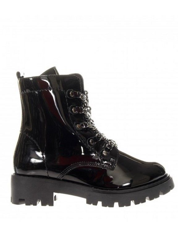 Cult scarpe bambina Metallica Anfibi in pelle effetto vernice