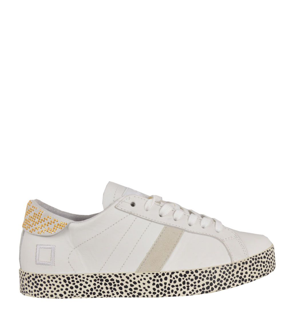 D.A.T.E. sneaker Donna bassa in pelle bianca con fondo pois | W262HL | Shop  online