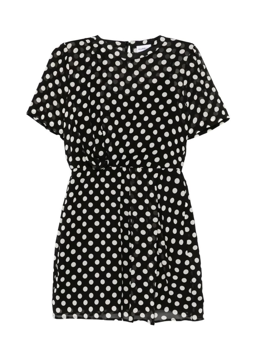 Polka Abito Pois Bianco E Nero Vestito Elegante Vestito A Pois Benetton Maniche Lunghe Abito A Pois Bianco  E Nero Abito Pois