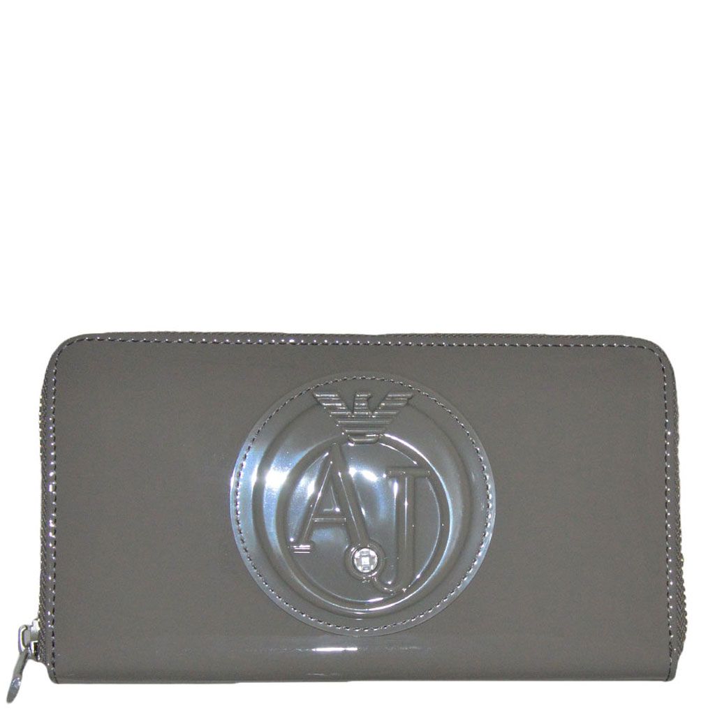 Armani Jeans portafogli in vernice grigio con swarovsky