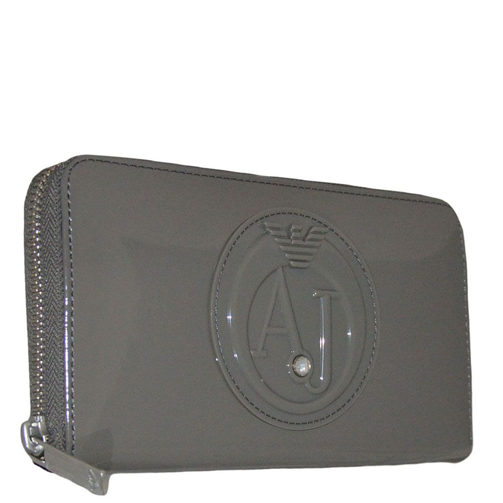 Armani Jeans portafogli in vernice grigio con swarovsky