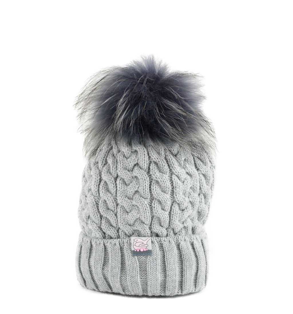 Barbaras Cappello grigio Pon Pon e sciarpa | Nuova Collezione - 79 euro
