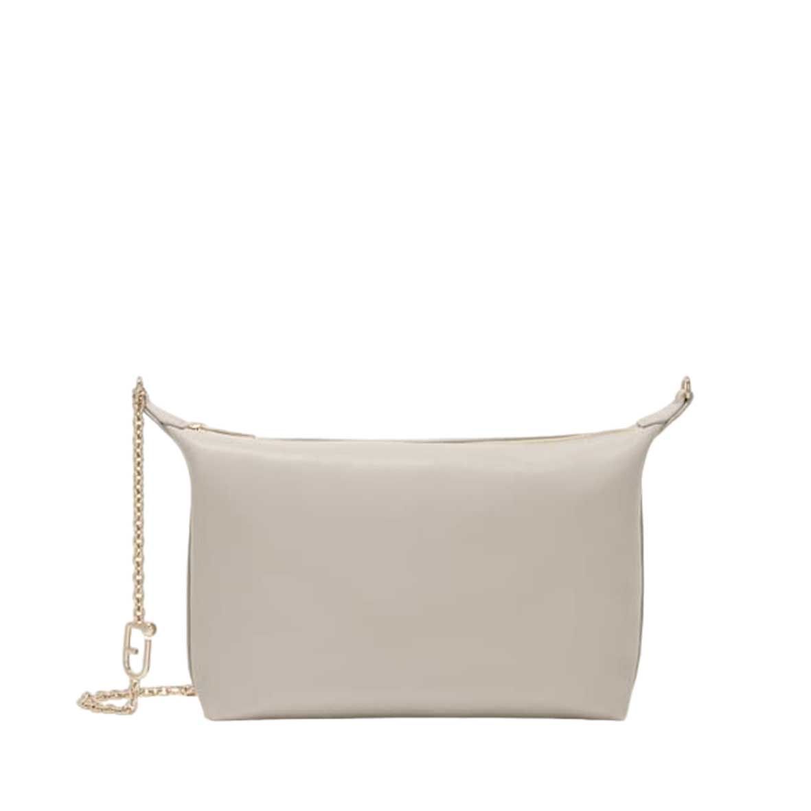 DESIGN - Borsa A Tracolla Piccola A Mezzaluna In Pelle Sintetica Intrecciata Color Biscotto