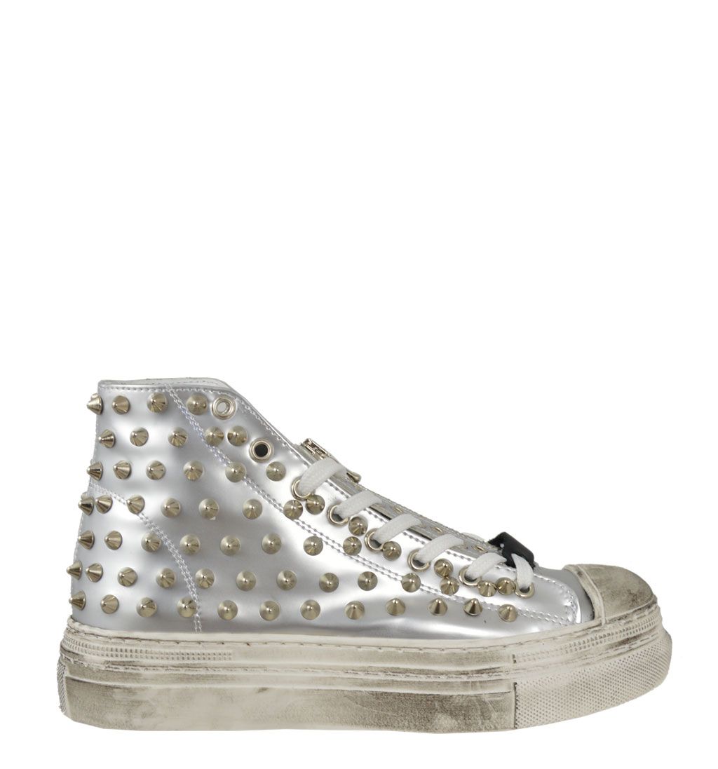 Gioselin sneakers Donna in pelle opaca Grigia con borchie | Shop online |  Spedizione gratuita