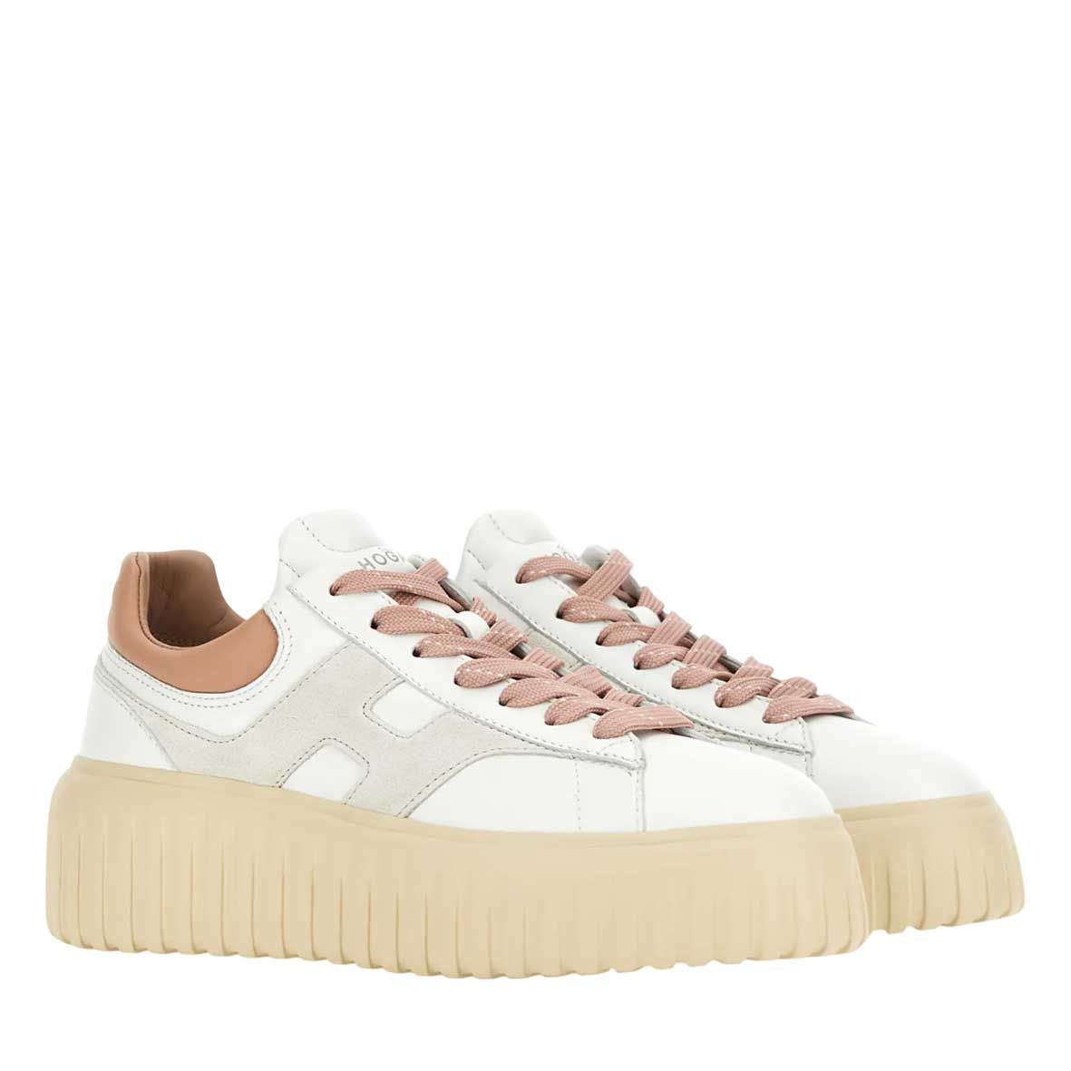 Sneakers Hogan H-Stripes Donna Bianche e Cipria - A/I 2025