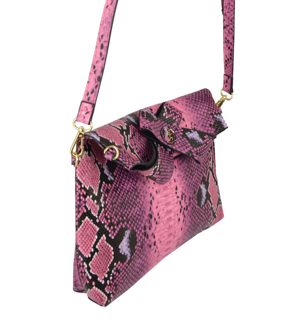 Borsa discount pitonata rosa