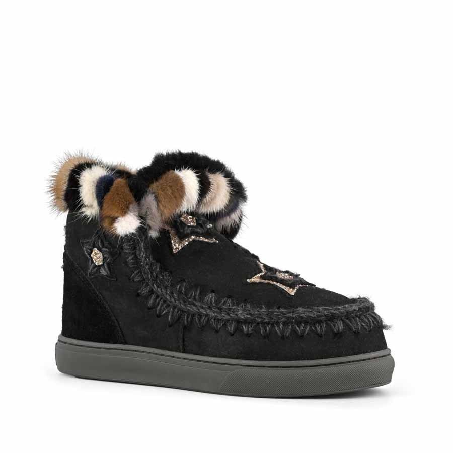 Mou Eskimo Sneaker Star Patches&Mink Fur Trim Donna|FW111063ABKBK