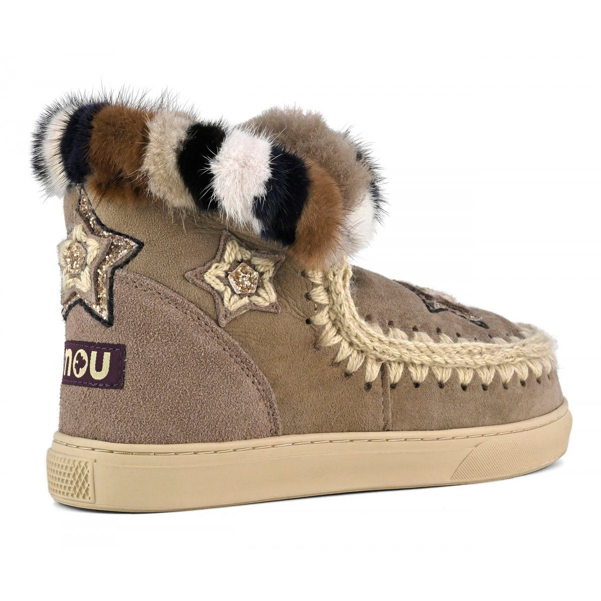 Mou Eskimo Sneaker Star Patches&Mink Fur Trim Donna|FW111063AELGRY