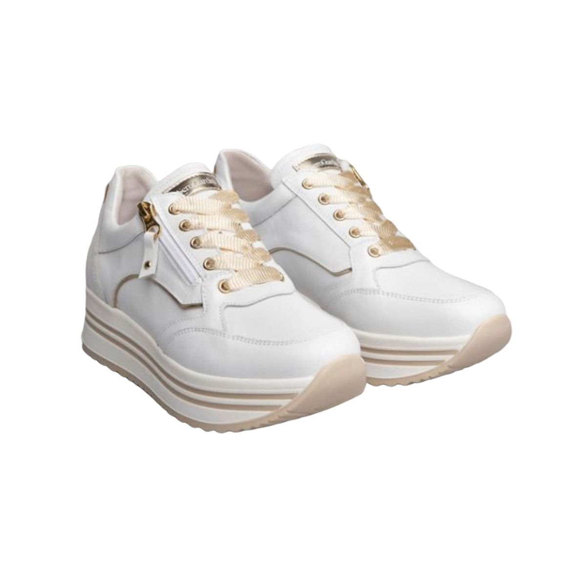 SCARPE NERO GIARDINI DONNA SNEAKER IN PELLE IN PELLE PLATFORM BIANCO E010560D707 