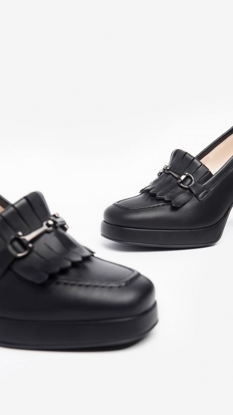 Mocassini Donna Nero Giardini In Pelle – Made In Italy, Tacco A Blocco, Suola In Gomma, Comodi E Eleganti