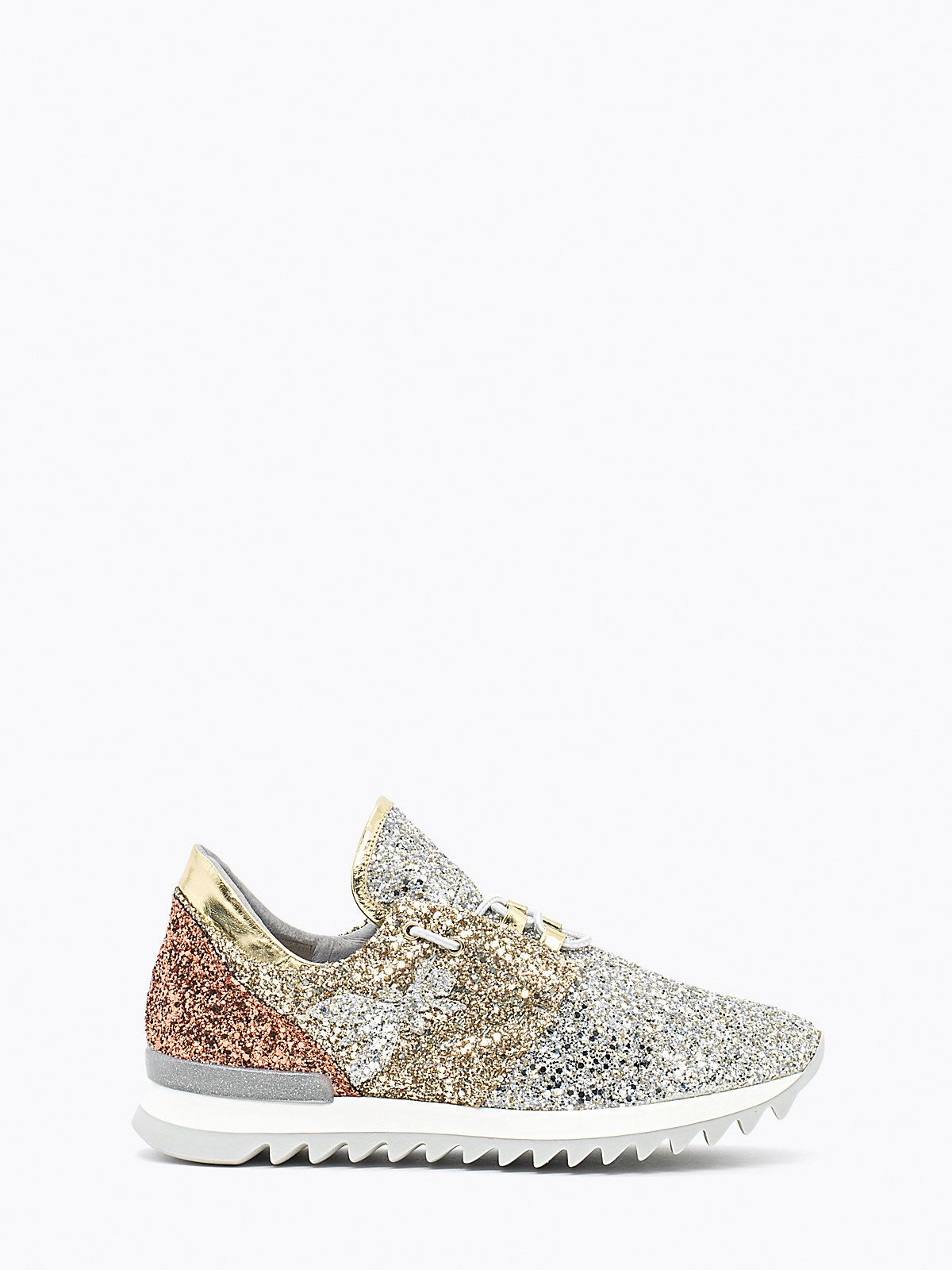 Patrizia Pepe Sneakers rivestite da glitter oro bronzo all over