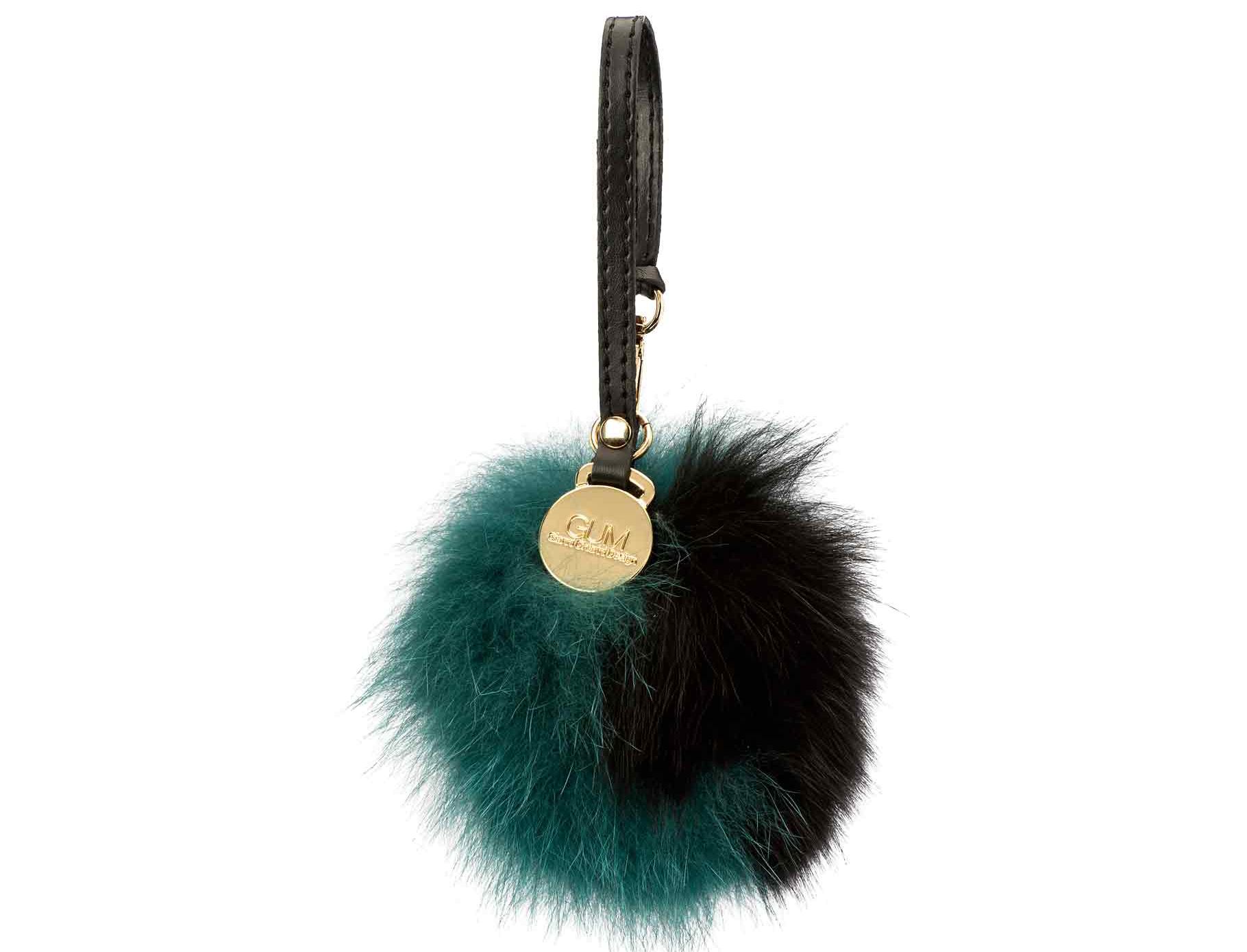 Gum by Gianni Chiarini Design bijoux pon pon pelliccia bicolor - PC PON  BIC/NERO-VERDE