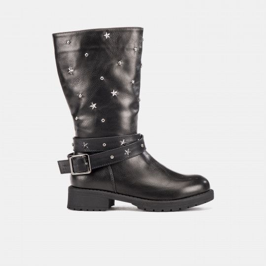 Stivaletti Bimba Lumberjack In Similpelle Nera - Modello SG21107-008, Tacco 3cm, Gambale 21cm