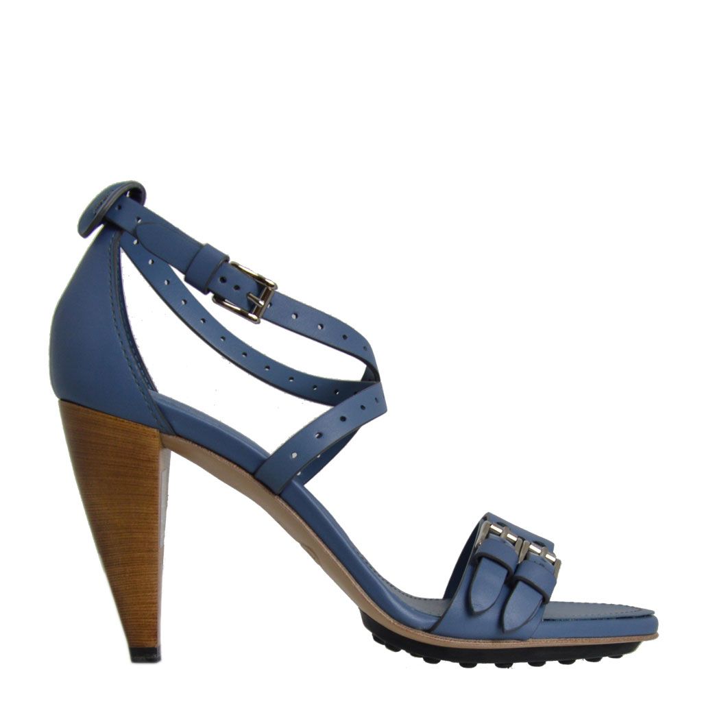 Tod s sandali donna in raffinata pelle bluette 240 . Collezione outlet