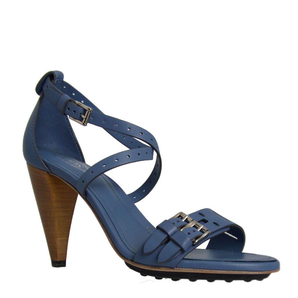 Tod s sandali donna in raffinata pelle bluette 240 . Collezione outlet