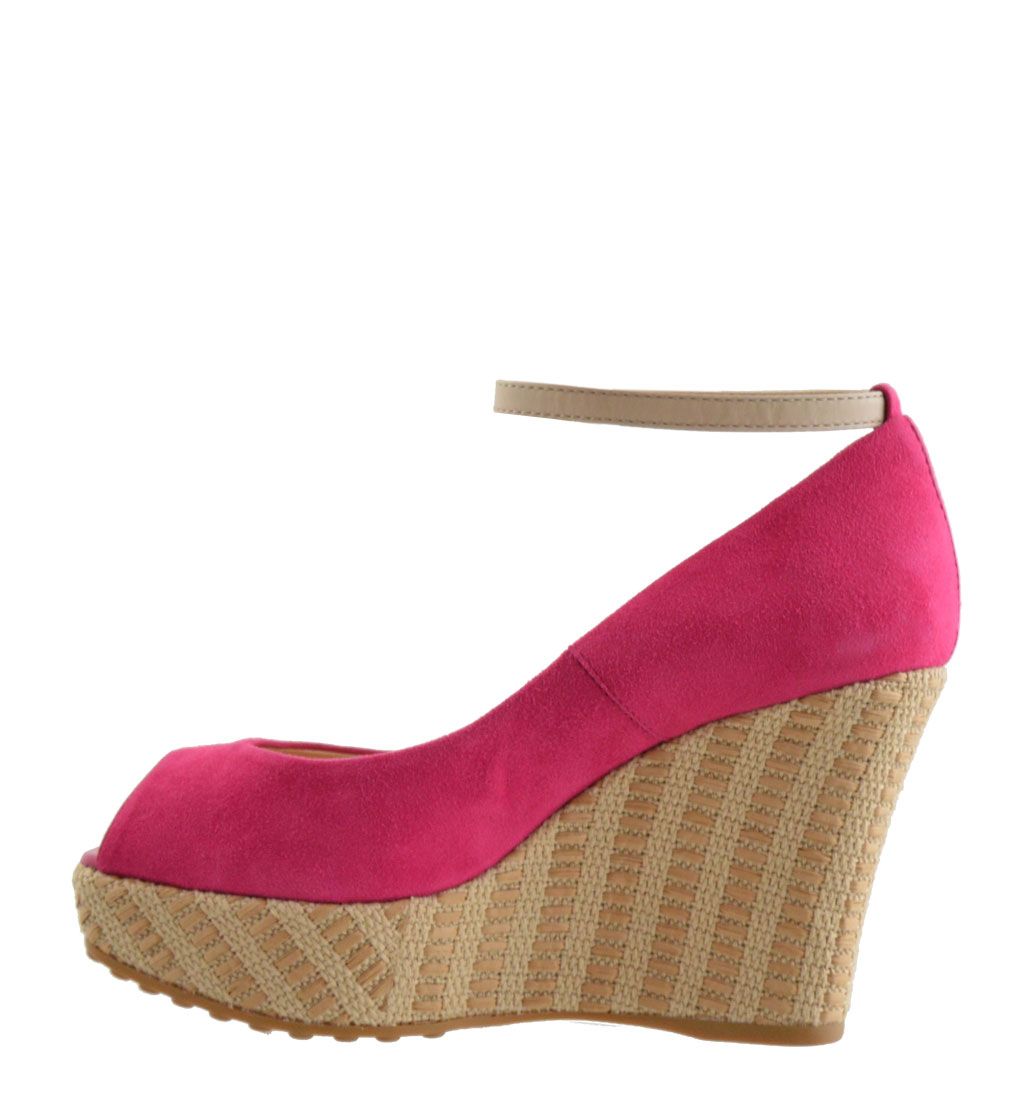 Tod s sandali con zeppa in camoscio fucsia 215 Collezione outlet