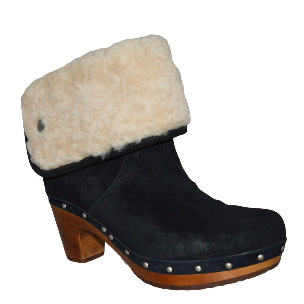 UGG Lynnea donna Nero Stivali con tacco in Legno