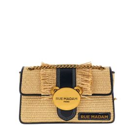 RUE MADAM PARIS TEDDY IT-BAG STRAW FRINGES BORSA A TRACOLLA