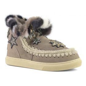 MOU ESKIMO SNEAKERS STAR PATCHES & MINK FUR TRIM