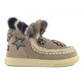 MOU ESKIMO SNEAKERS STAR PATCHES & MINK FUR TRIM