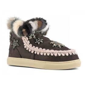 MOU ESKIMO SNEAKERS STAR PATCHES & MINK FUR TRIM