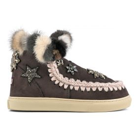 MOU ESKIMO SNEAKERS STAR PATCHES & MINK FUR TRIM