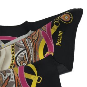 Foulard Carré Vintage Pollini En Soie 100% - Italie - Motif Géométrique Multicolore