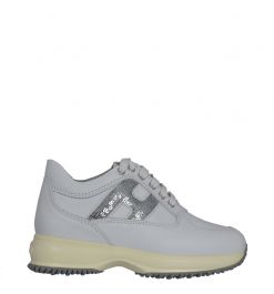 Hogan Interactive junior in pelle bianca con H paillettes