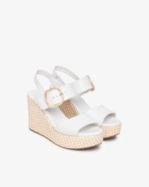 Easy Street Ghita Sandali Con Zeppa Donna - Crepe Bianco, Tacco 6,3 Cm, Realizzati In Italia, Taglia 41 EU